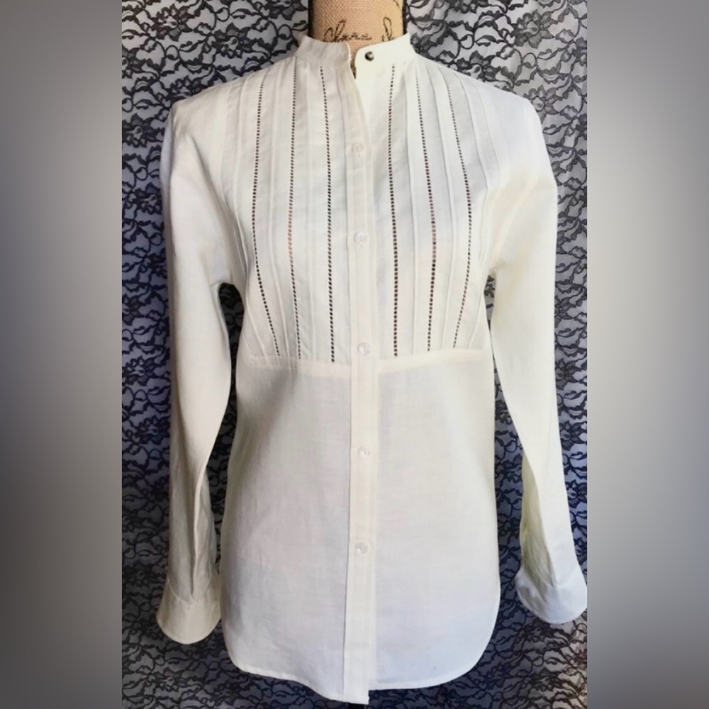 Ralph Lauren Vintage 100% Linen Blouse Green Label top